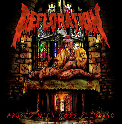Defloration - Abused With Gods Blessing Album Cover Artwork by Mike Hrubovcak / Visualdarkness.com