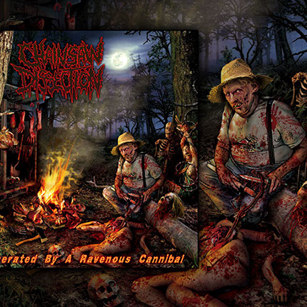 Chainsaw Dissection - Eviscerated by a Ravenous Cannibal Album Cover Artwork by Mike Hrubovcak / Visualdarkness.com