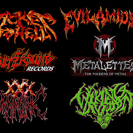 Ticket to Hell / Evil Amidst / Lost & Found Records / Metalettes / XXX Maniak / Wiking Division logos by Mike Hrubovcak / Visualdarkness.com