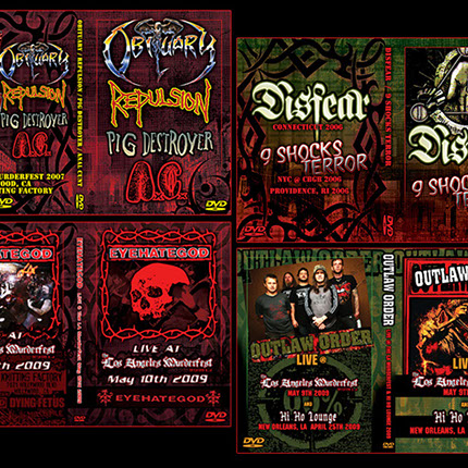 Obituary Repulsion Pig Destroyer Anal Cunt EyeHateGod Disfear Outlaw Order Live Dvd Layout Design by Mike Hrubovcak / Visualdarkness.com