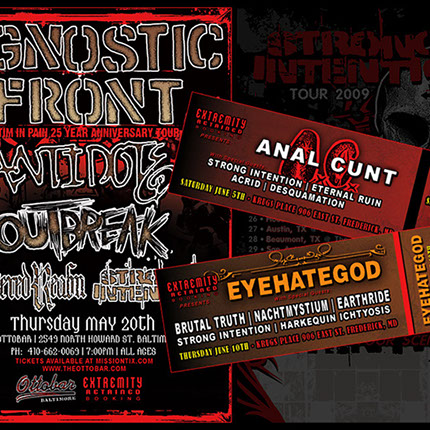 Agonistic Front Anal Cunt EyeHateGod Flyer & Ticket Layout Design by Mike Hrubovcak / Visualdarkness.com