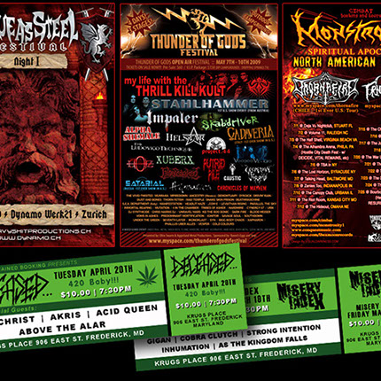 True As Steel Thunder Of Gods Festival and Monstrosity Tour Flyer and Deceased Concert Tickets Designs by Mike Hrubovcak / Visualdarkness.com
